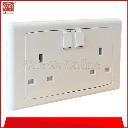 MK PVC DOUBLE SWITCH SOCKET OUTLET, 13A, (E2747SRWHI)