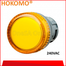 HOKOMO 22MM AC240V YELLOW COLOR INDICATOR LAMP PILOT LAMP, (HPL22N-Y-A240)