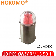 HOKOMO BA9S LED BULB, 12V AC/DC ~ RED, (HQ-LED12AC-R)
