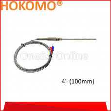 HOKOMO TYPE K M8 x 1.0 THERMOCOUPLE C/W 2METER STAINLESS STEEL BRAIDED CABLE , 4" (100mm), (HTC-K-2M-TMB-4)