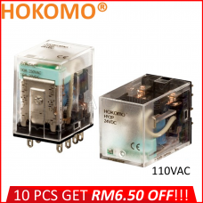 HOKOMO RELAY C/W INDICATING, LED TYPE ~ 2PDT & 10A ~ A110 , (HY2P-A110)
