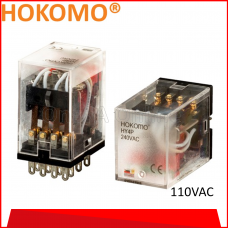 HOKOMO RELAY C/W INDICATING, LED TYPE ~ 4PDT & 6A ~ A110 , (HY4P-A110)