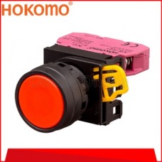 HOKOMO RED PUSH BUTTON FLUSH,  22MM ~ MOMENTARY TYPE ~ 1NC , (KW1B-M1E01R)