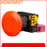 HOKOMO 22MM RED COLOR MOMENTARY MUSHROOM HEAD PUSH BUTTON, 1NC, (KW1B-M4E01R)