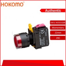 HOKOMO 22MM RED COLOR MOMENTARY ILLUMINATED PUSH BUTTON SWITCH WITHOUT LAMP, 1 NC (KW1L-M2E01Q0R)